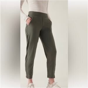 Athleta Pants Womens 0 Green Brooklyn Mid Rise Ankle Pull On Minimal Travel Work